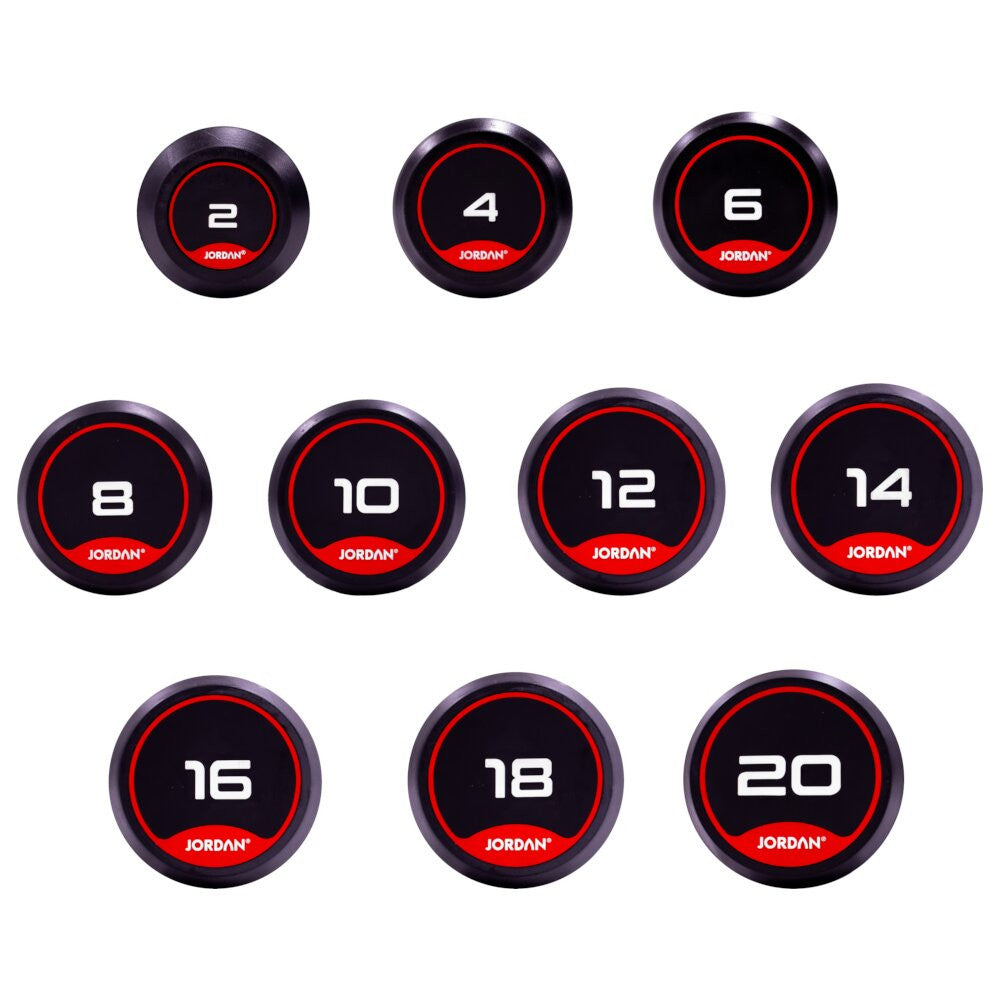JORDAN CLASSIC RUBBER DUMBBELL SET (2-20kg / 10 pairs)