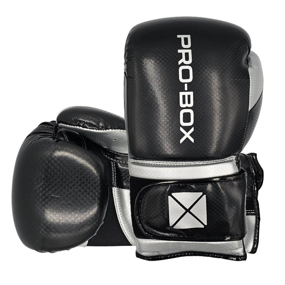 PRO-BOX CHAMP BOXING GLOVES - BLACK/SILVER (12oz)