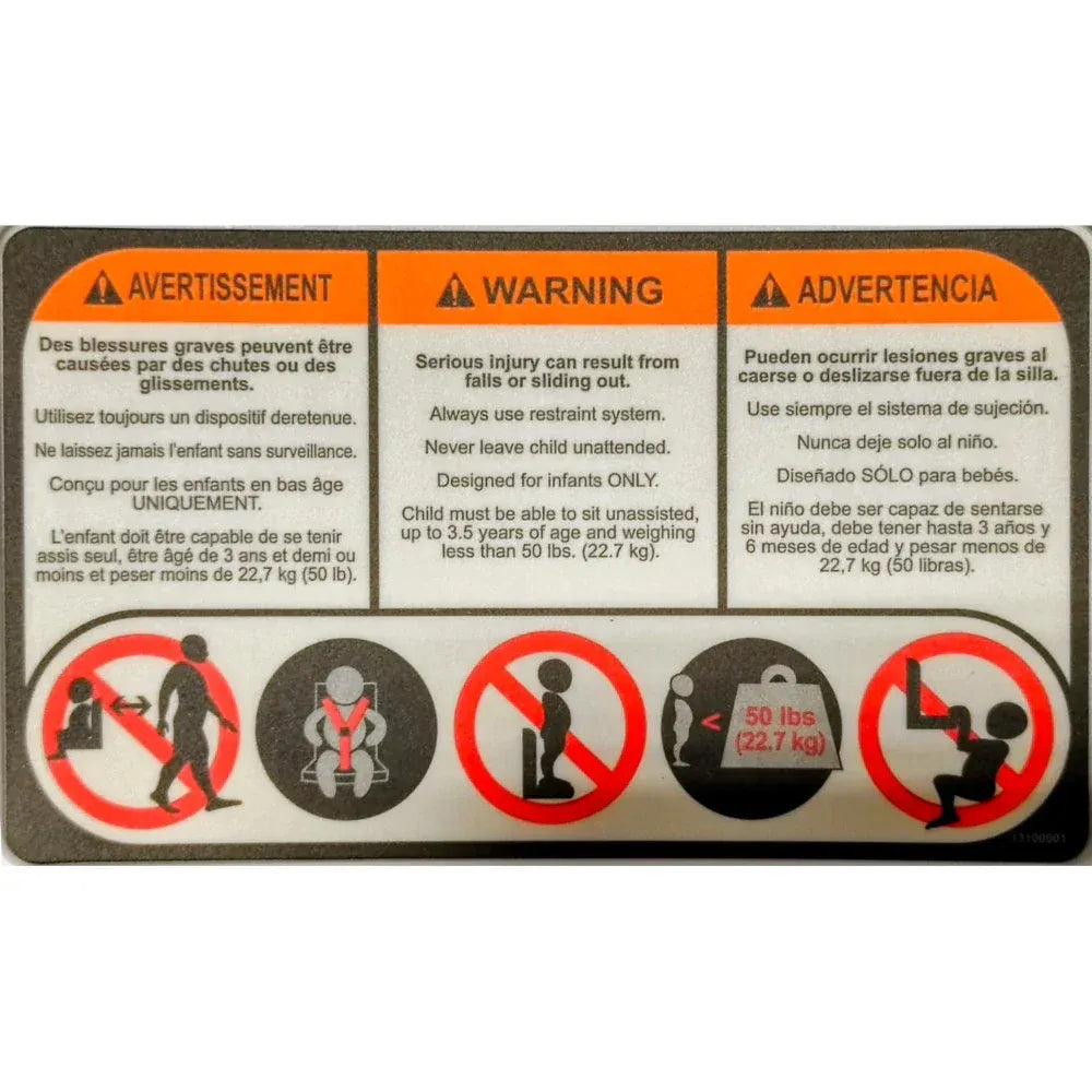 WARNING LABEL FOR DOLPHIN CHILD SAFETY SEAT