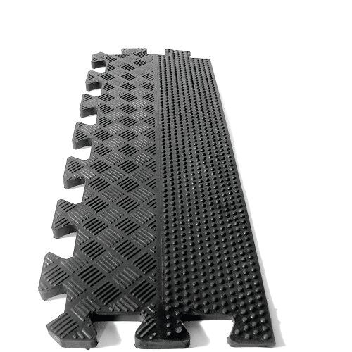 RUBBER FLOOR TILE - BEVEL BORDER (BLACK)