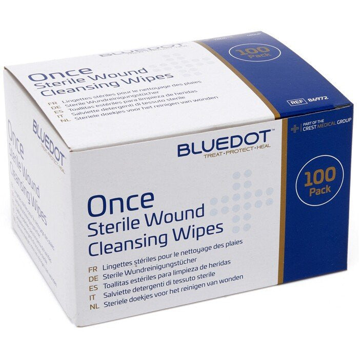 BLUE DOT ONCE STERILE SALINE WIPES - ALCOHOL-FREE