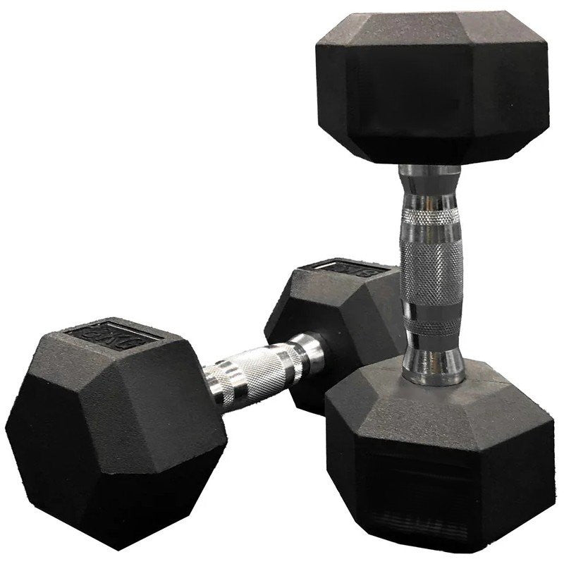 RUBBER HEX DUMBBELLS