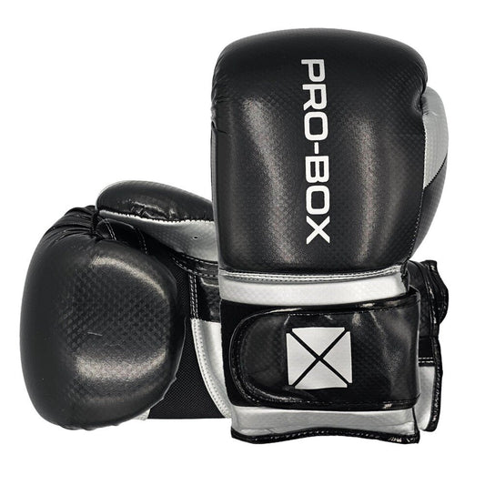 PRO-BOX CHAMP BOXING GLOVES - BLACK/SILVER (12oz)